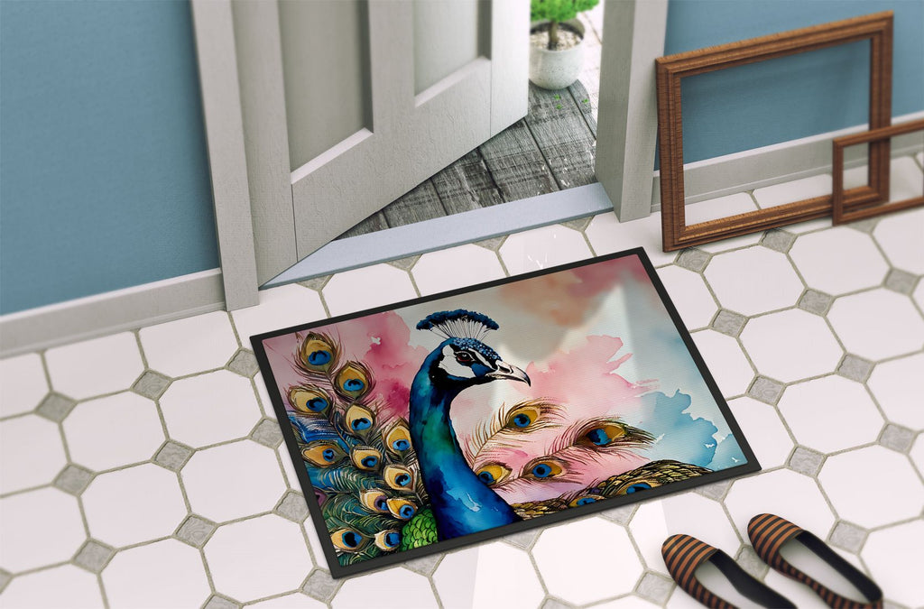 Peacock Artwork Doormat for Indoor or Outdoor Entryways