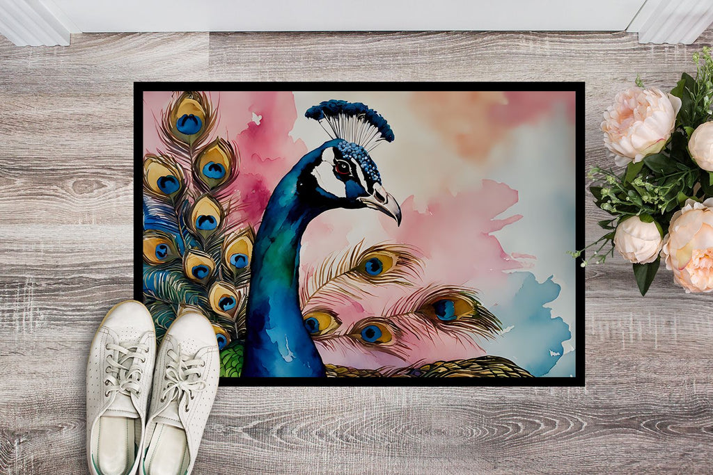 Peacock Artwork Doormat for Indoor or Outdoor Entryways