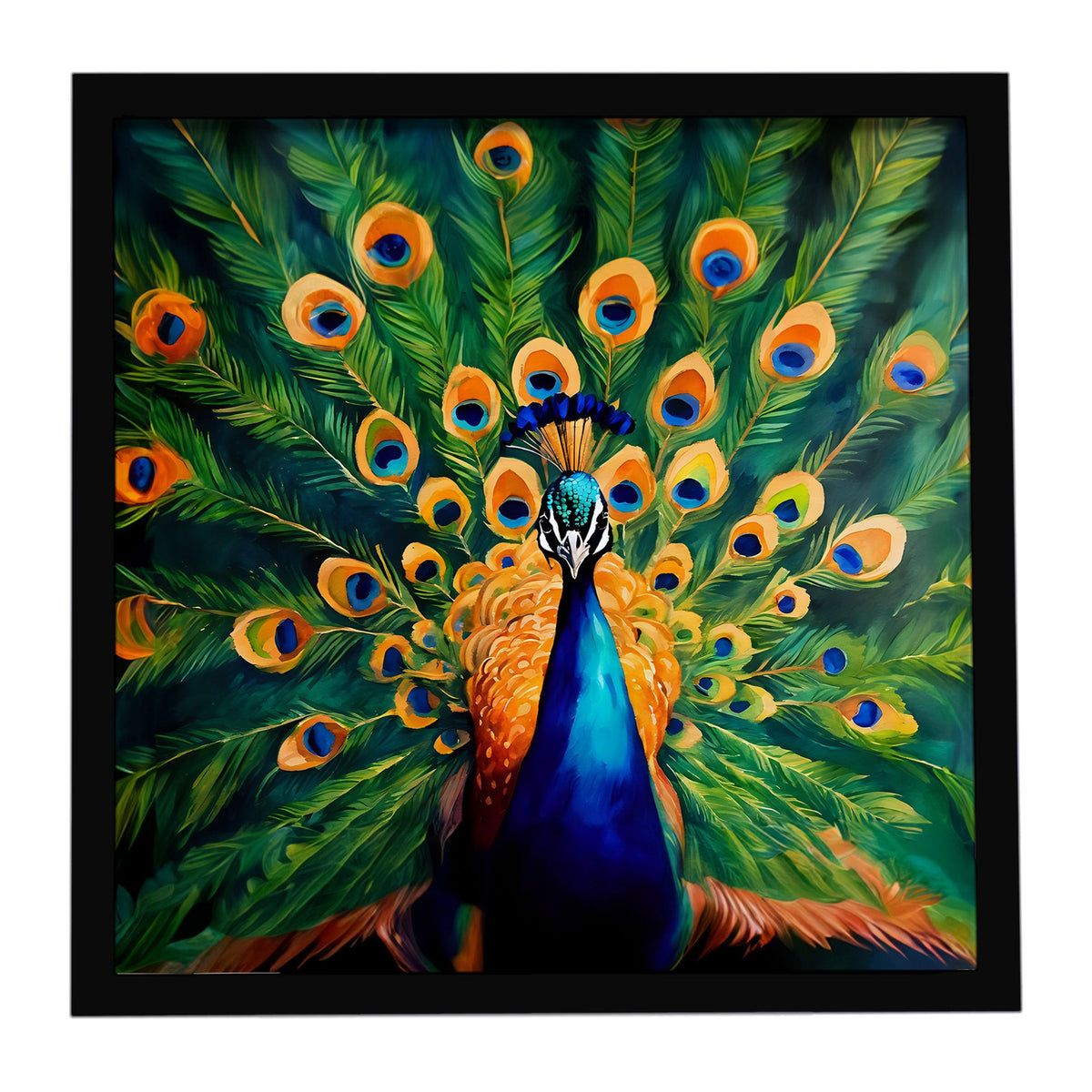 Peacock Artwork in a Sleek Contemporary Frame