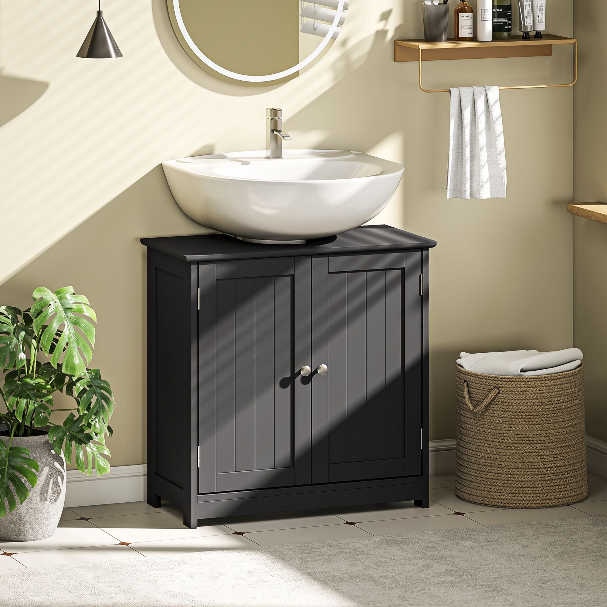 Pedestal Sink Storage Cabinet with Adjustable Shelf and U-Shape Cut-Out