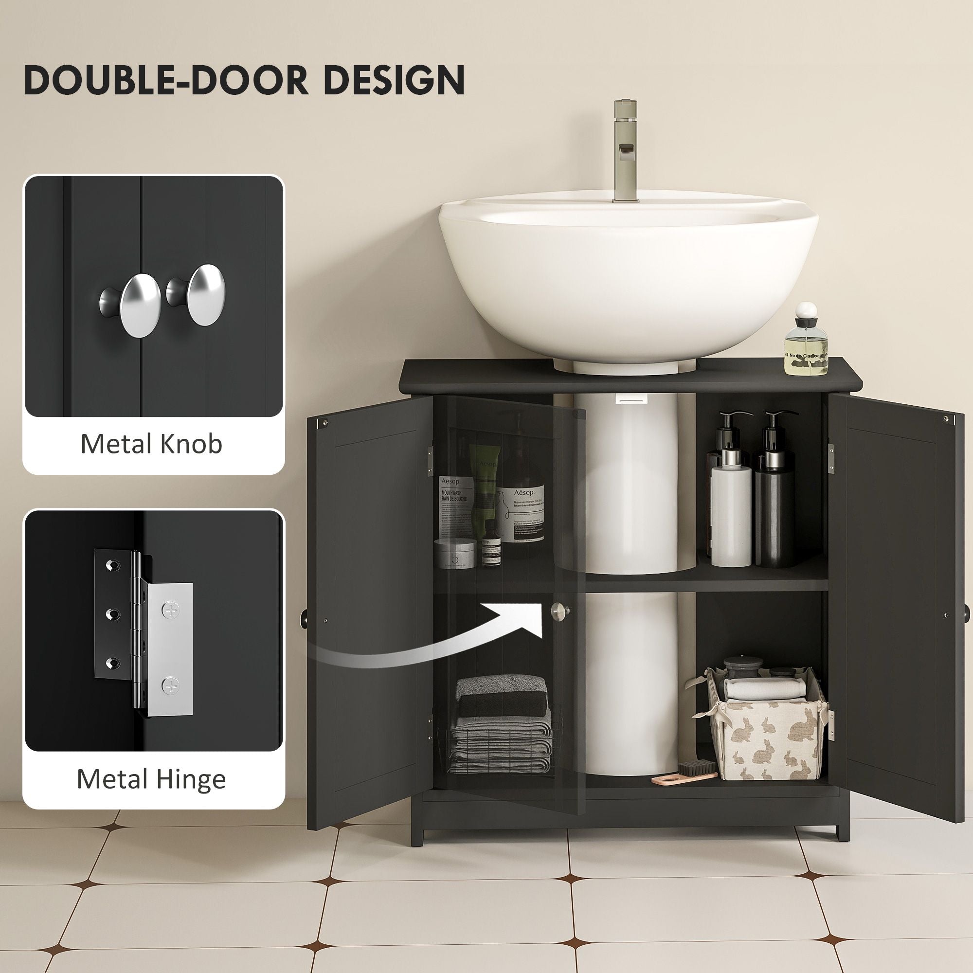 Pedestal Sink Storage Cabinet with Adjustable Shelf and U-Shape Cut-Out