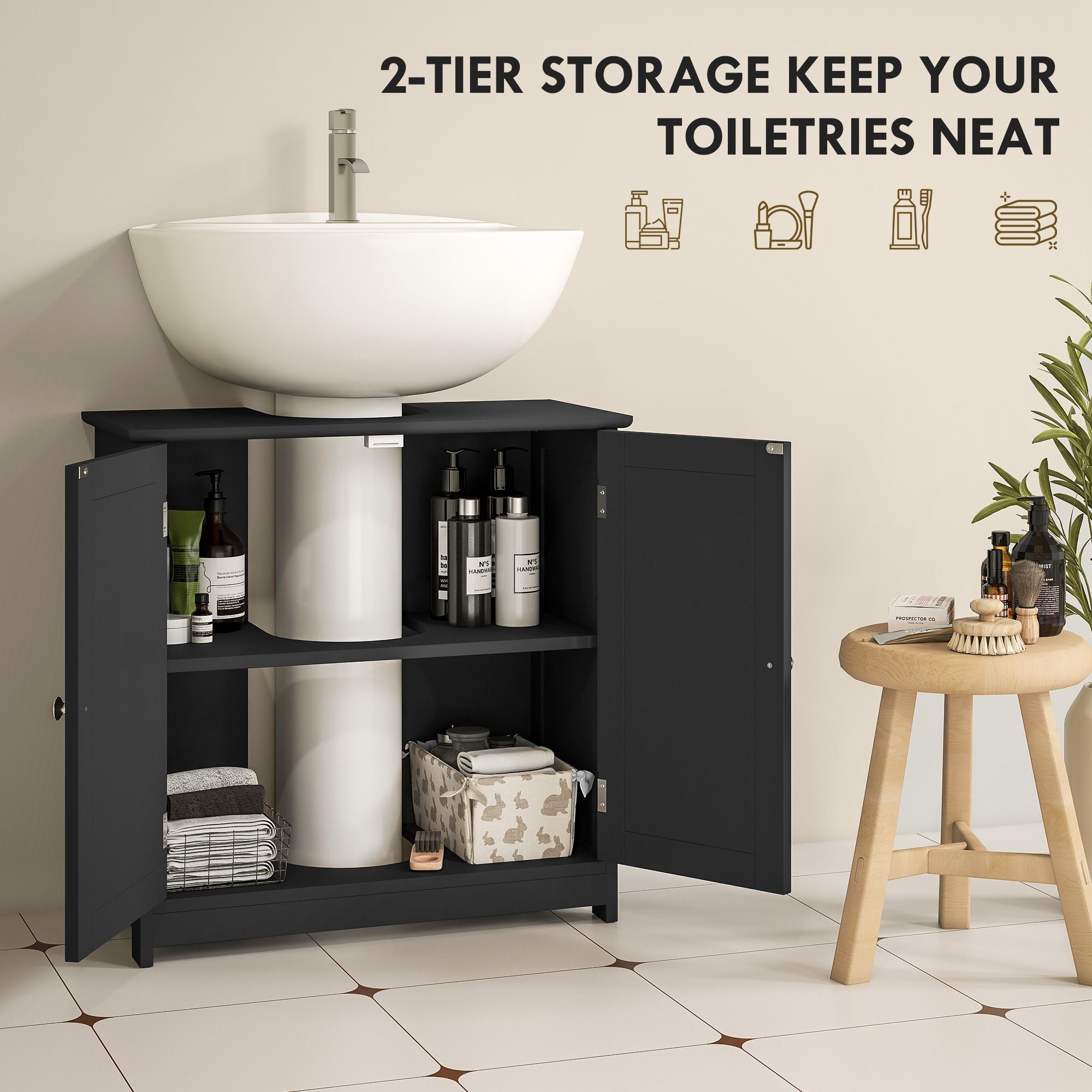Pedestal Sink Storage Cabinet with Adjustable Shelf and U-Shape Cut-Out