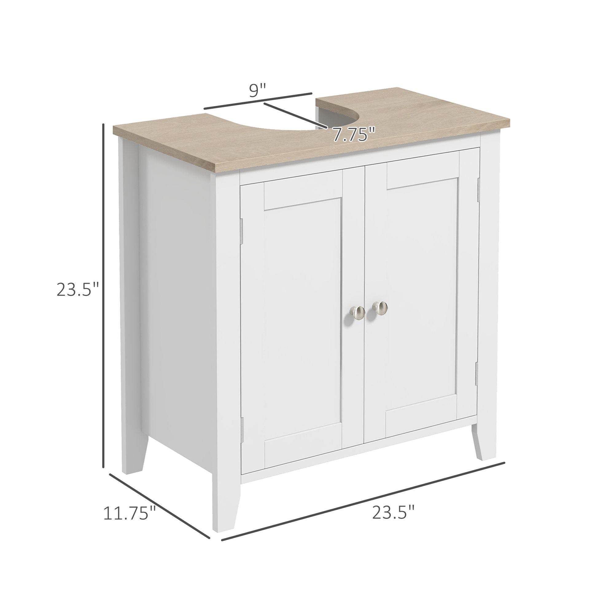 U-Shaped Under Sink Storage Cabinet with Adjustable Shelf