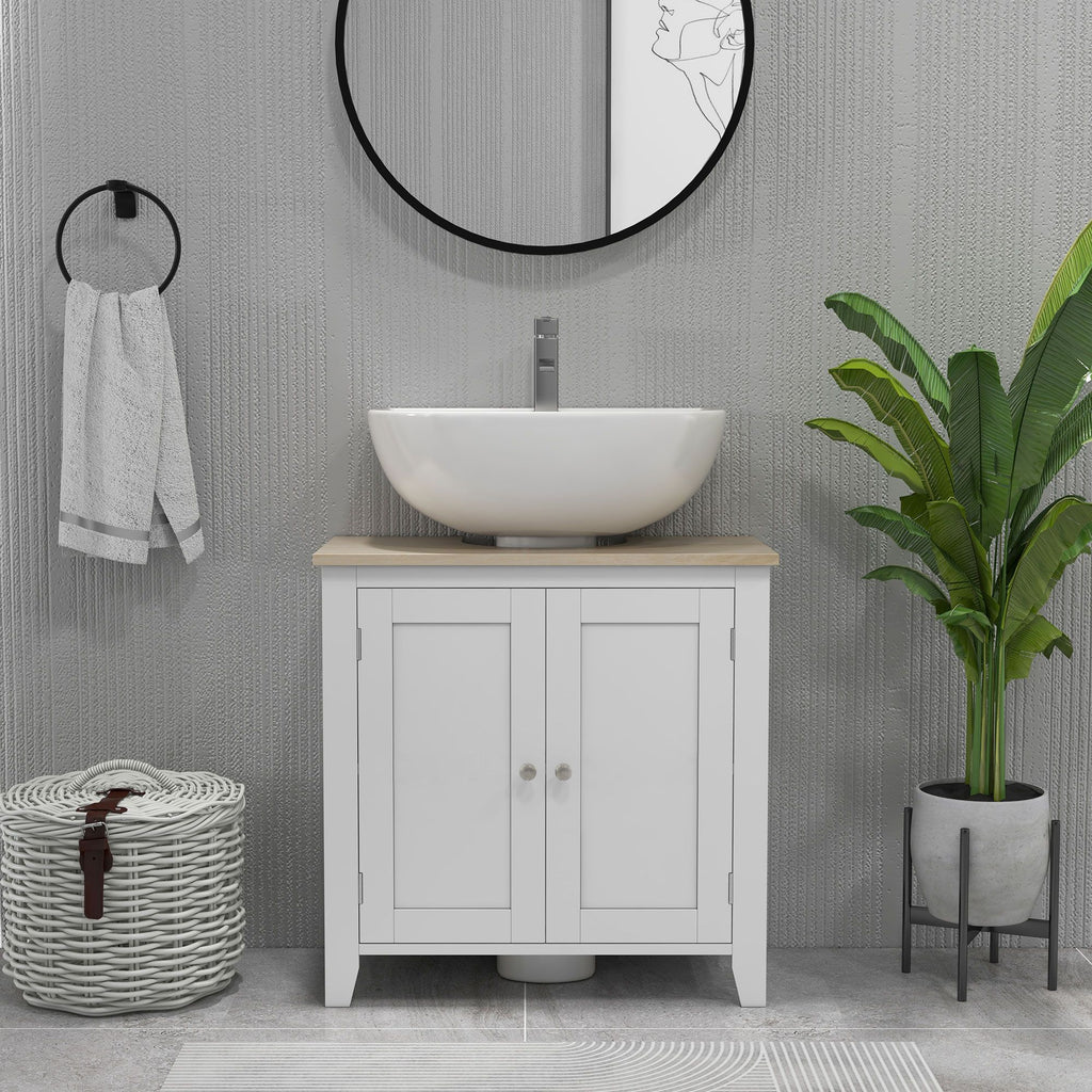 U-Shaped Under Sink Storage Cabinet with Adjustable Shelf