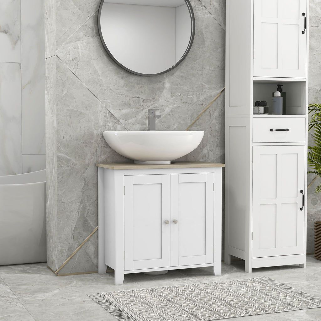 U-Shaped Under Sink Storage Cabinet with Adjustable Shelf