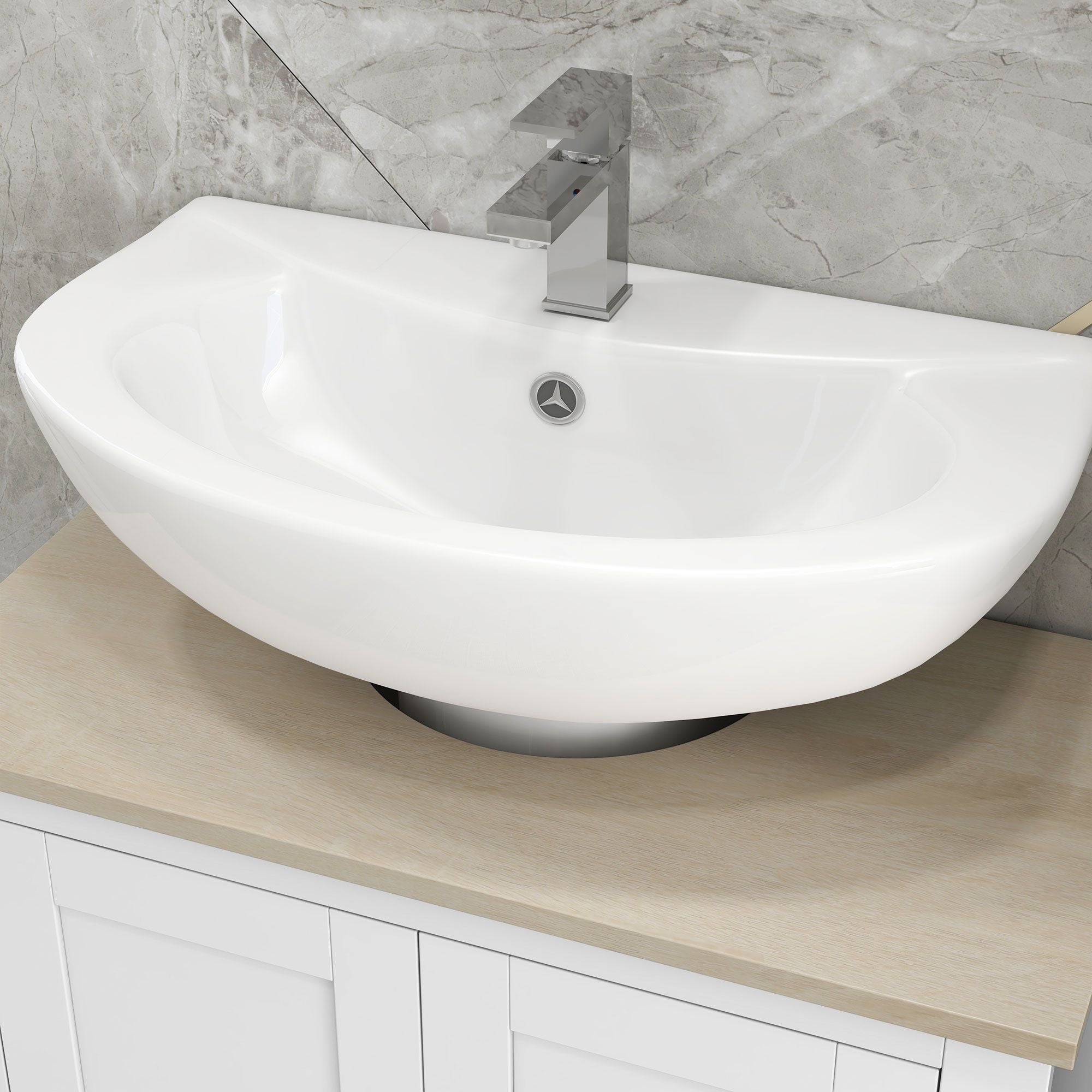 U-Shaped Under Sink Storage Cabinet with Adjustable Shelf