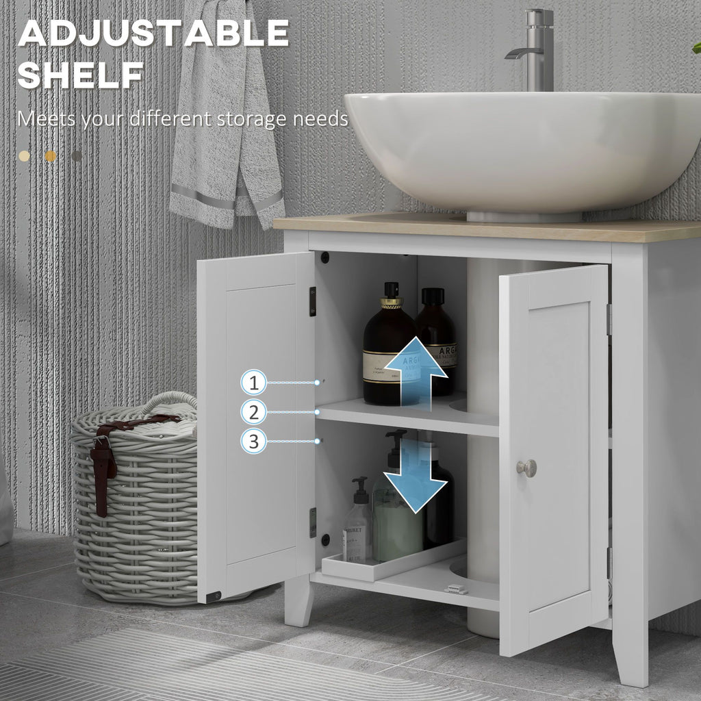U-Shaped Under Sink Storage Cabinet with Adjustable Shelf