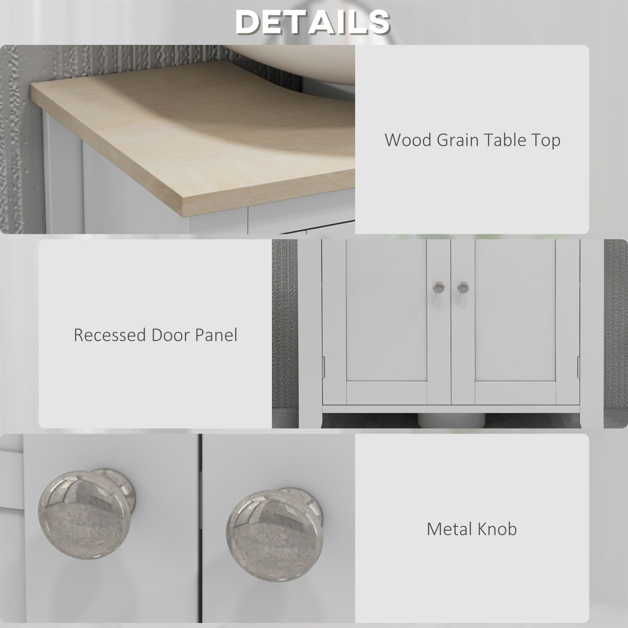U-Shaped Under Sink Storage Cabinet with Adjustable Shelf