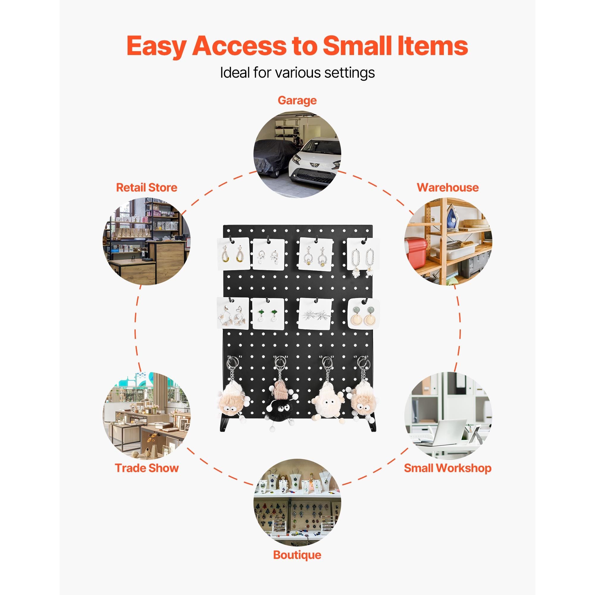 Tabletop Pegboard Display Stand with Hooks – Organize & Showcase Items