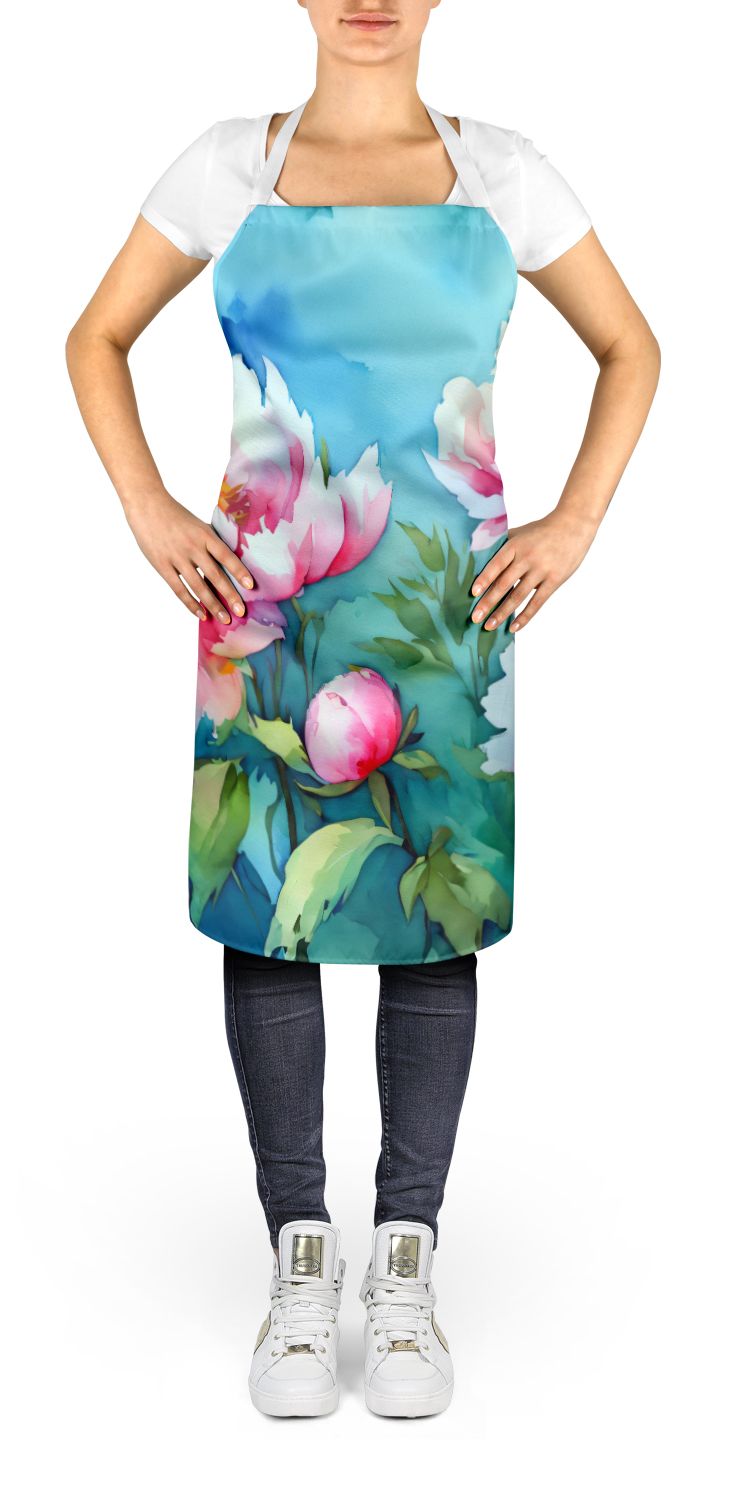 Peonies in Watercolor Bib Apron