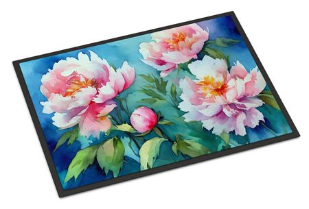 Watercolor Peonies Indoor and Outdoor Doormat
