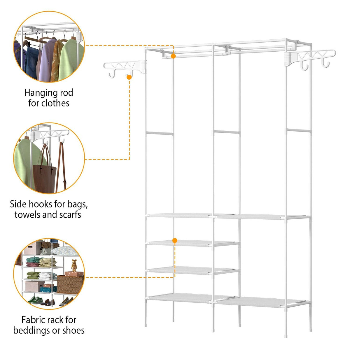 Closet Organizer with Shelves and Hanging Rod