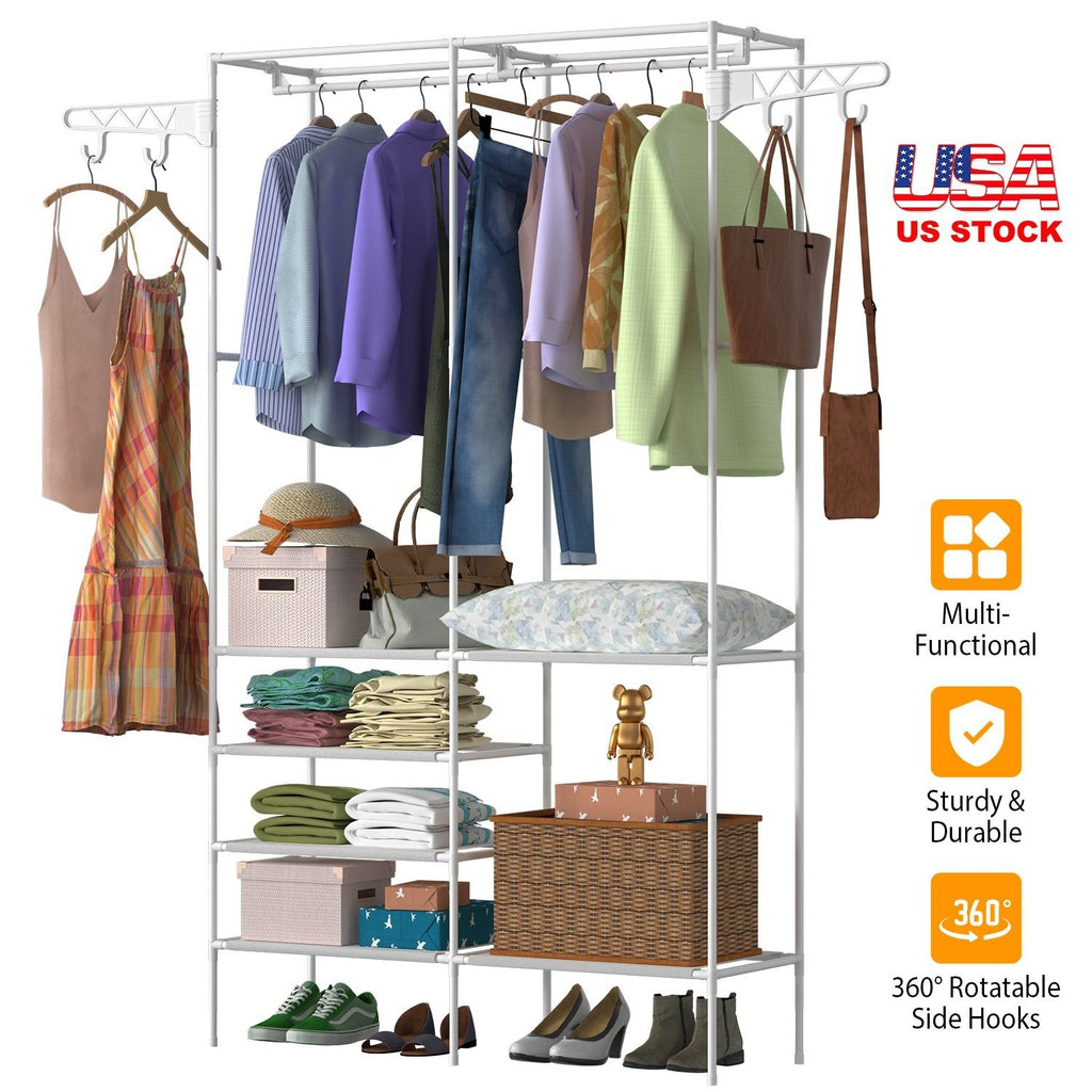 Closet Organizer with Shelves and Hanging Rod