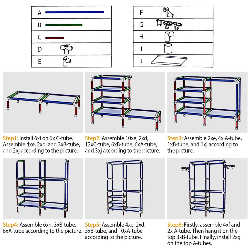Closet Organizer with Shelves and Hanging Rod