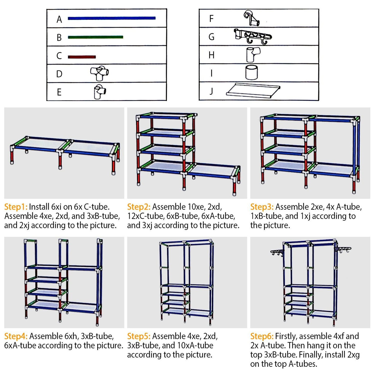 Closet Organizer with Shelves and Hanging Rod
