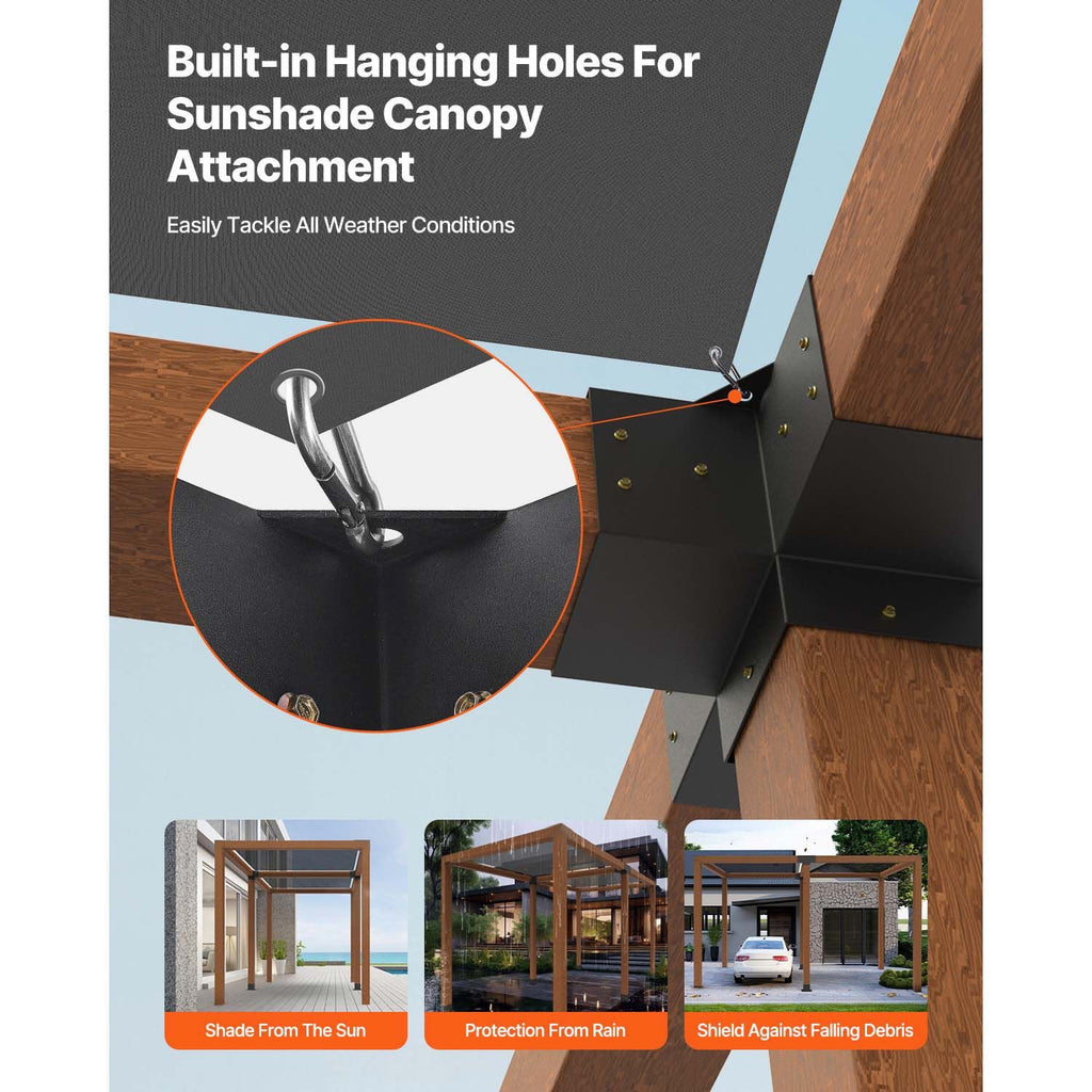 Four-Way Pergola Bracket Kit for DIY Wood Structures