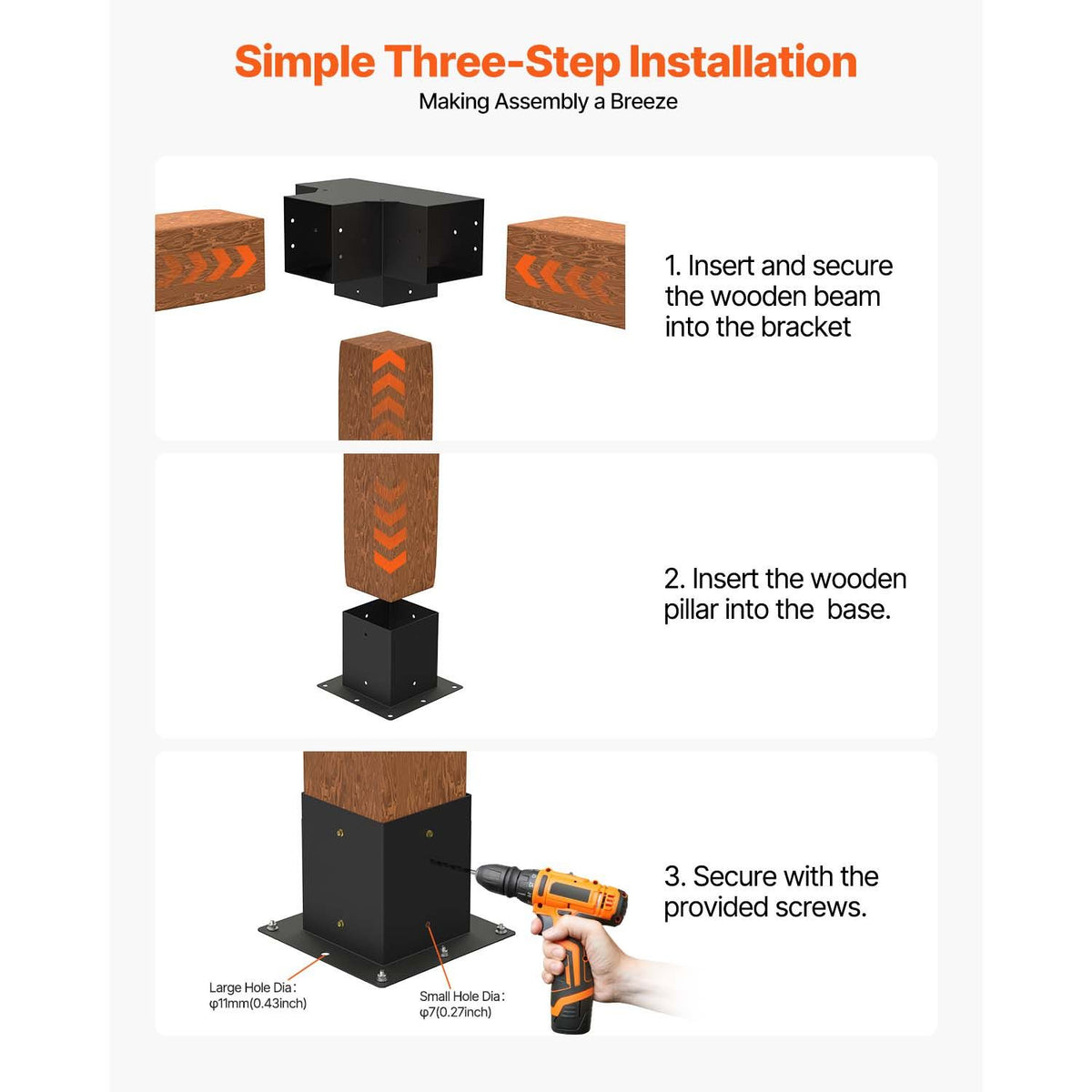 Four-Way Pergola Bracket Kit for DIY Wood Structures