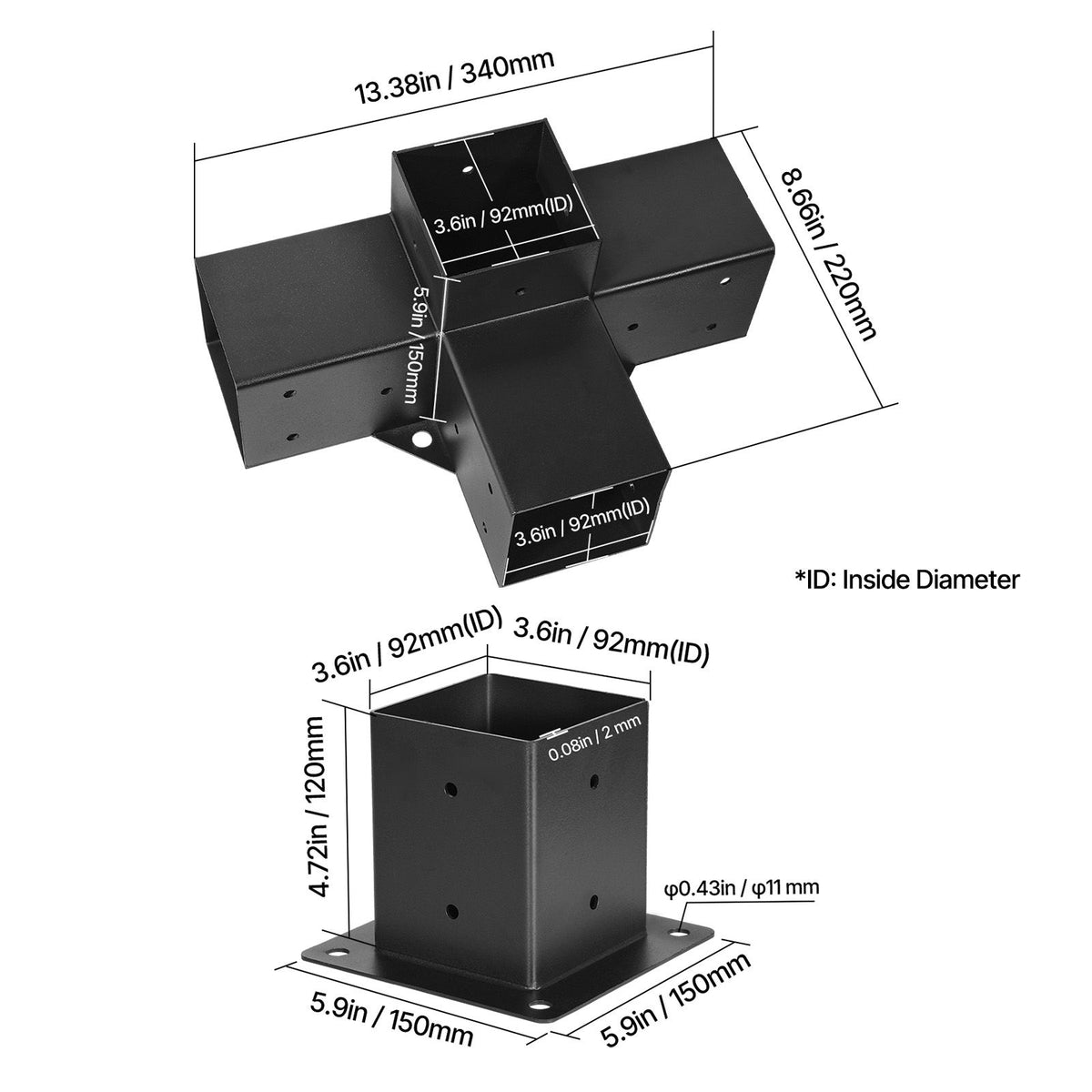 Four-Way Pergola Bracket Kit for DIY Wood Structures