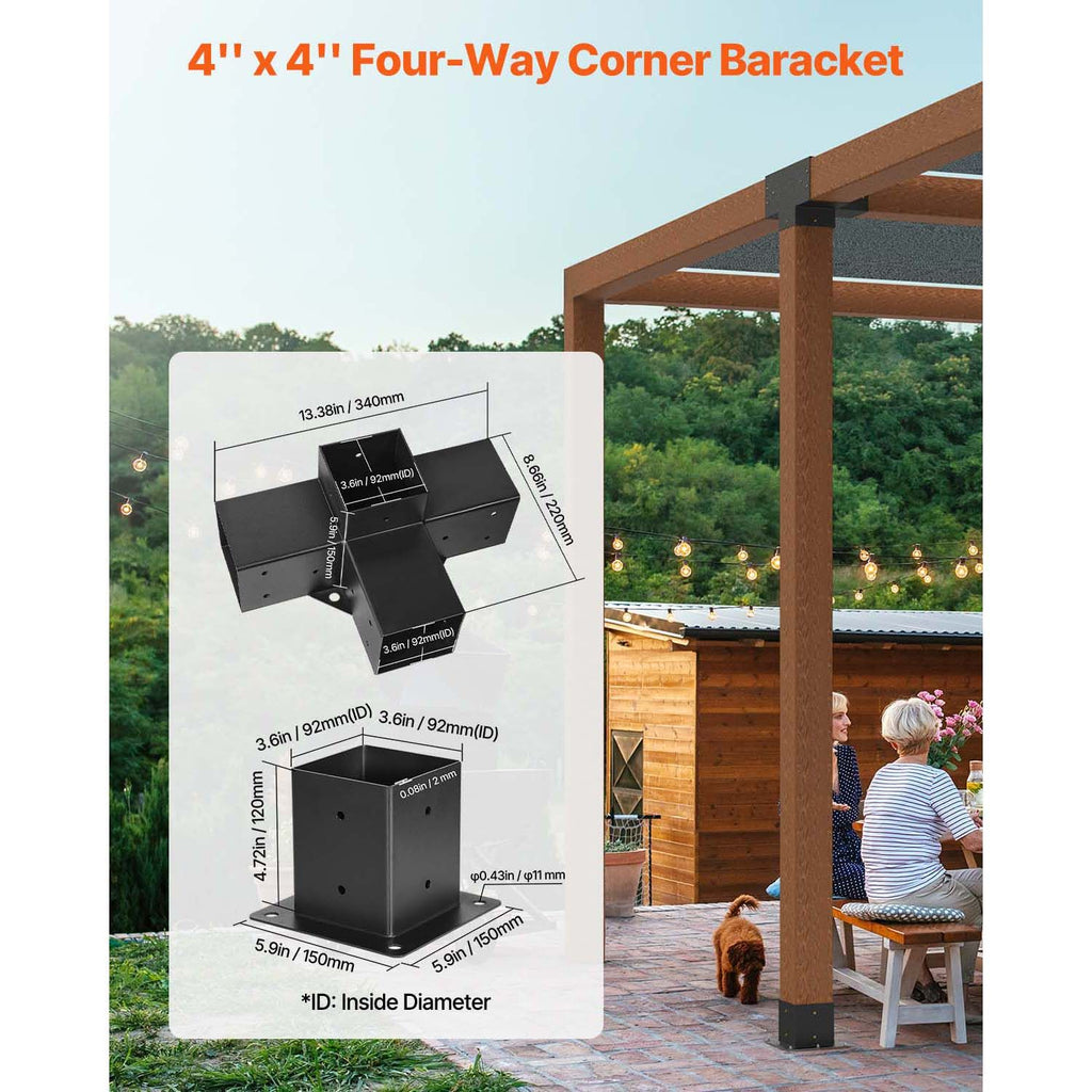 Four-Way Pergola Bracket Kit for DIY Wood Structures