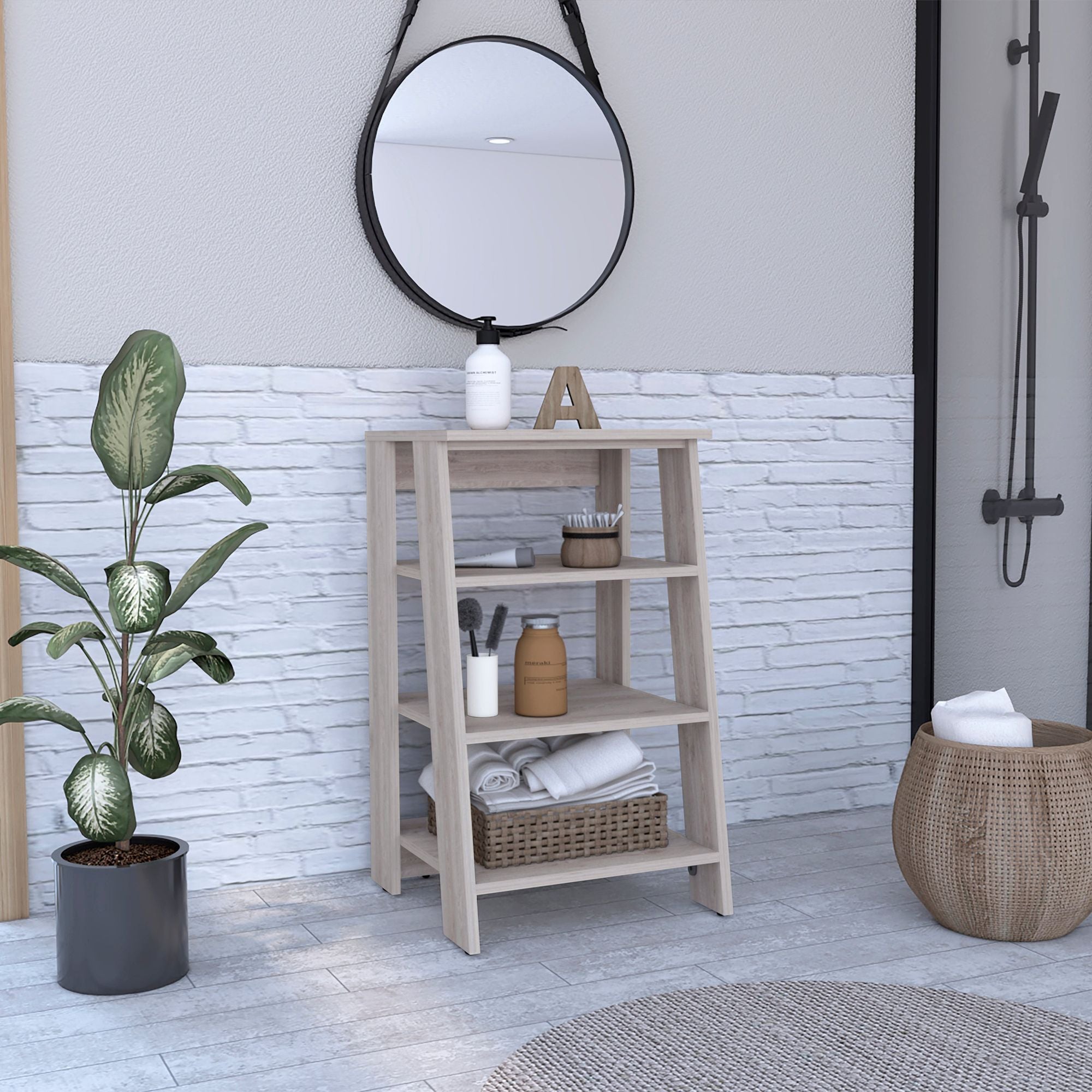 Four-Shelf Linen Cabinet for Home Organization