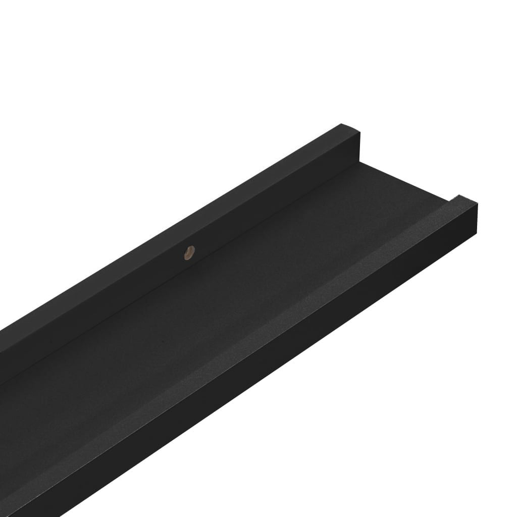 Black Picture Frame Ledge Shelves, Set of Two