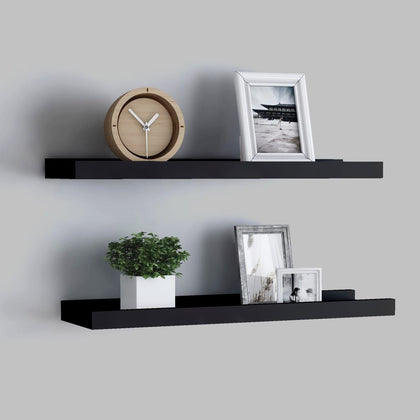 Black Picture Frame Ledge Shelves, Set of Two