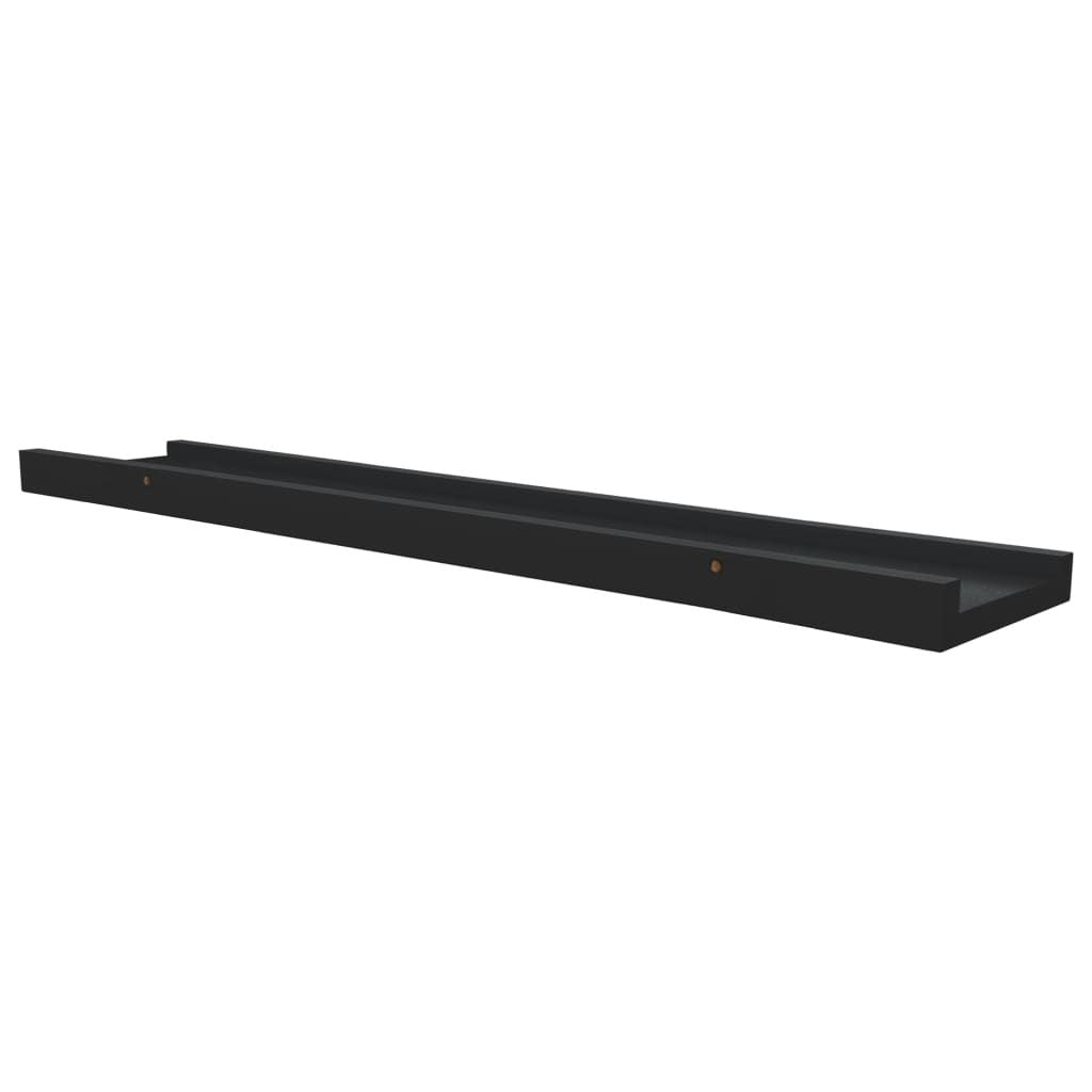 Black Picture Frame Ledge Shelves, Set of Two