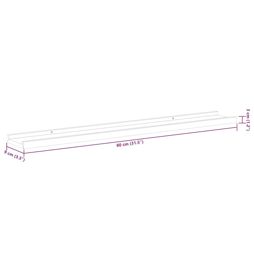 Black Picture Frame Ledge Shelves, Set of Two