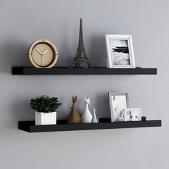 Black Picture Frame Ledge Shelves, Set of Two