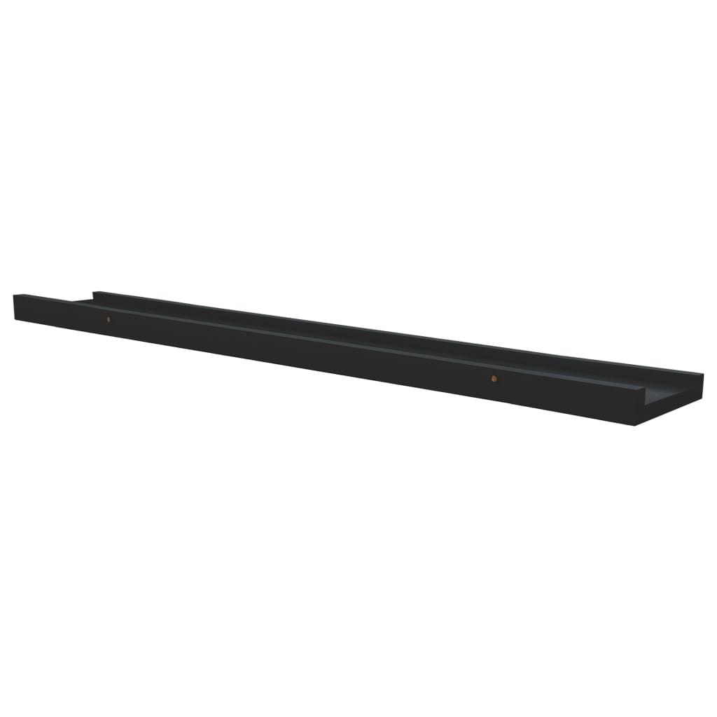 Black Picture Frame Ledge Shelves, Set of Two