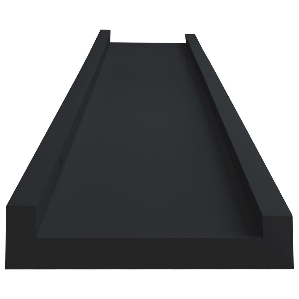 Black Picture Frame Ledge Shelves, Set of Two