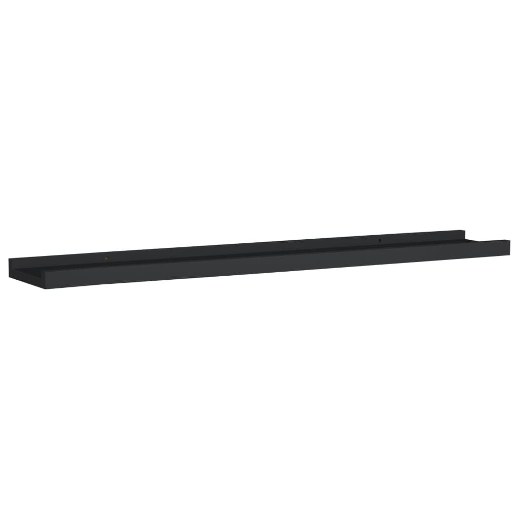 Black Picture Frame Ledge Shelves, Set of Two