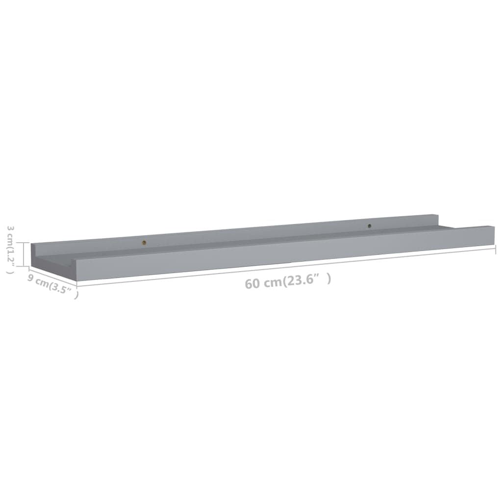 Gray Picture Frame Ledge Shelves, Set of Two