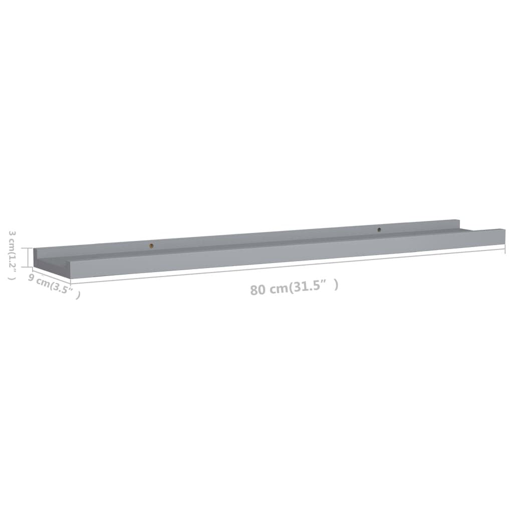 Gray Picture Frame Ledge Shelves, Set of Two