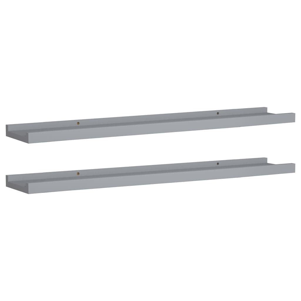 Gray Picture Frame Ledge Shelves, Set of Two