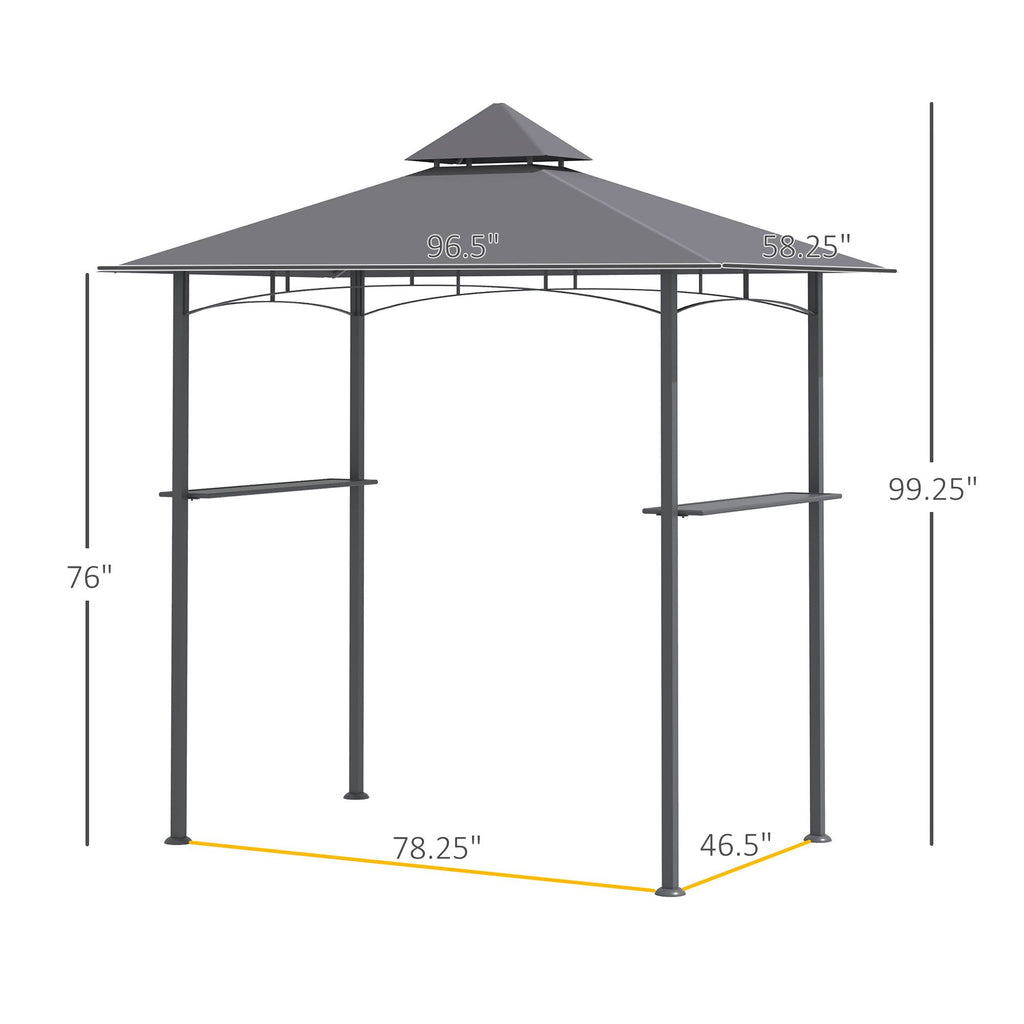 Panoramic Grill Gazebo with Storage Shelves and Bottle Opener