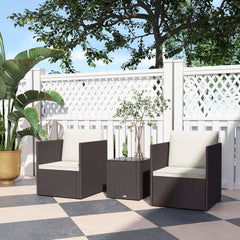 Foldable Patio Furniture Set with Cushioned Chairs and Coffee Table