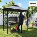 Panoramic Grill Gazebo with Storage Shelves and Bottle Opener