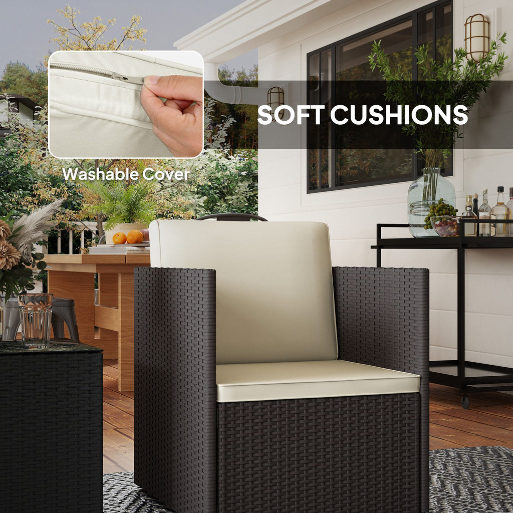 Foldable Patio Furniture Set with Cushioned Chairs and Coffee Table