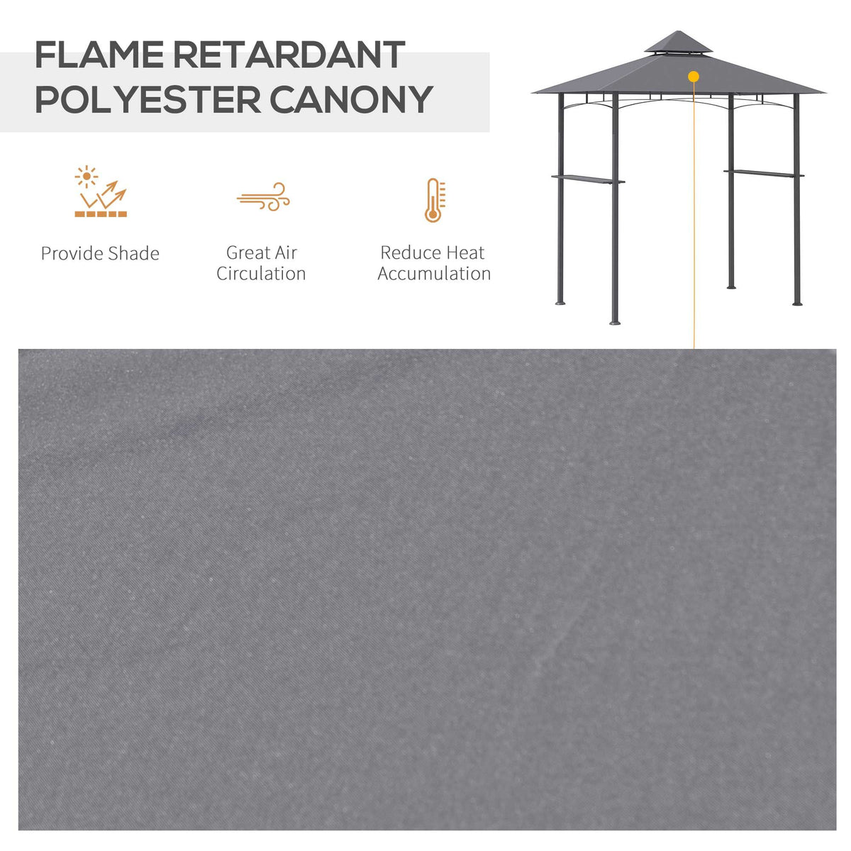 Panoramic Grill Gazebo with Storage Shelves and Bottle Opener