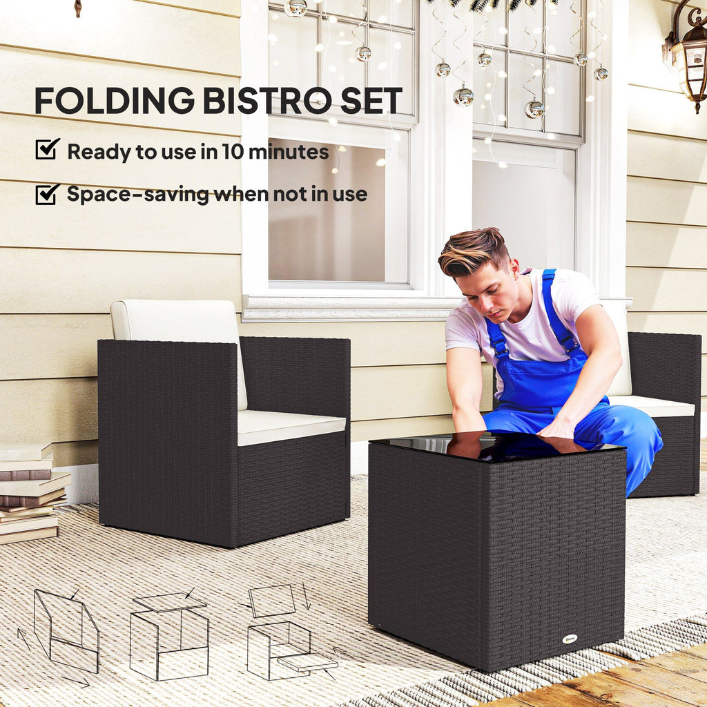 Foldable Patio Furniture Set with Cushioned Chairs and Coffee Table