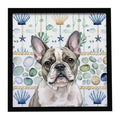 Pied French Bulldog Coastal Framed Wall Art