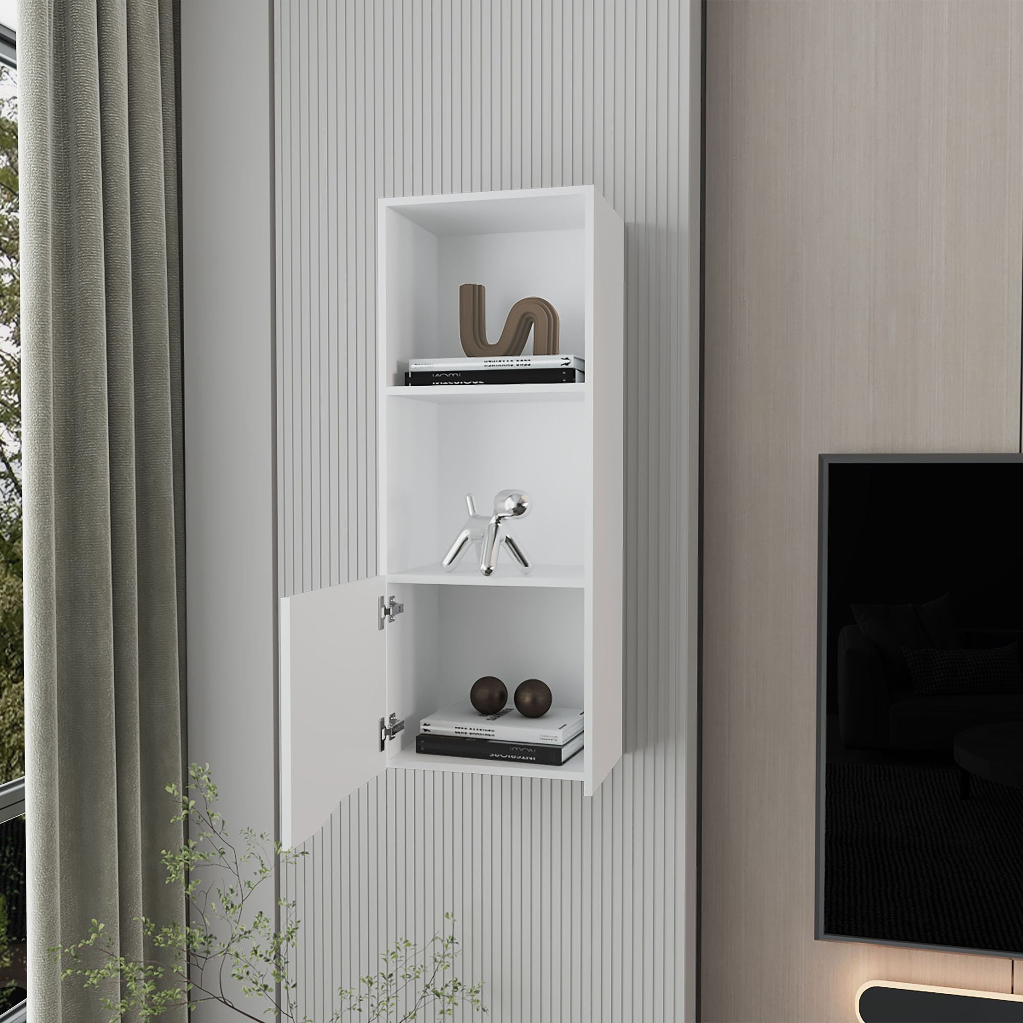 Pima Wall Cabinet in Melamine With One Door, White