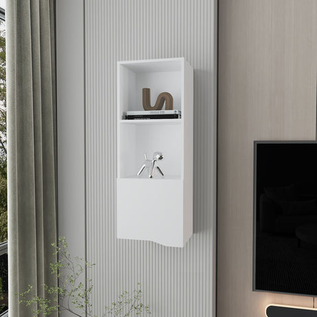 Pima Wall Cabinet in Melamine With One Door, White