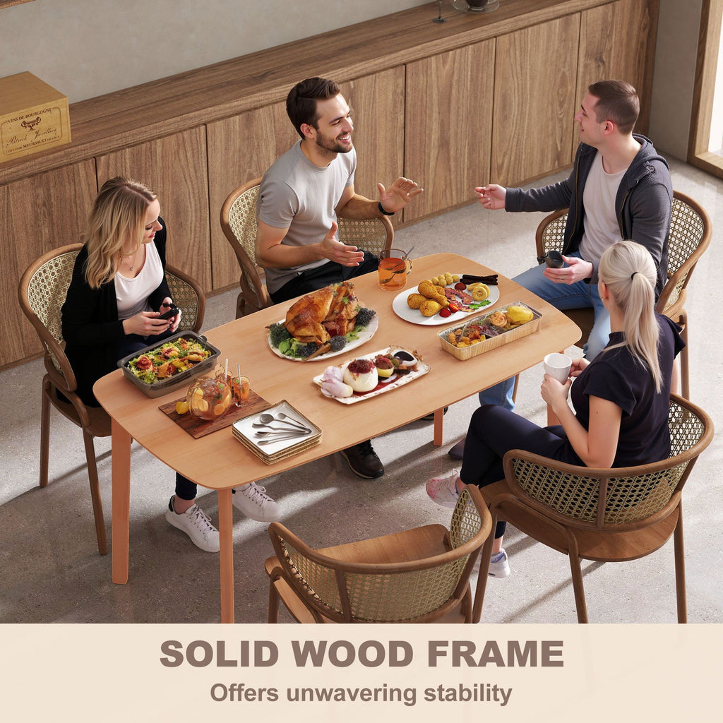 Rustic Pine Wood Dining Table for 6 - 47 Rectangular Kitchen Table