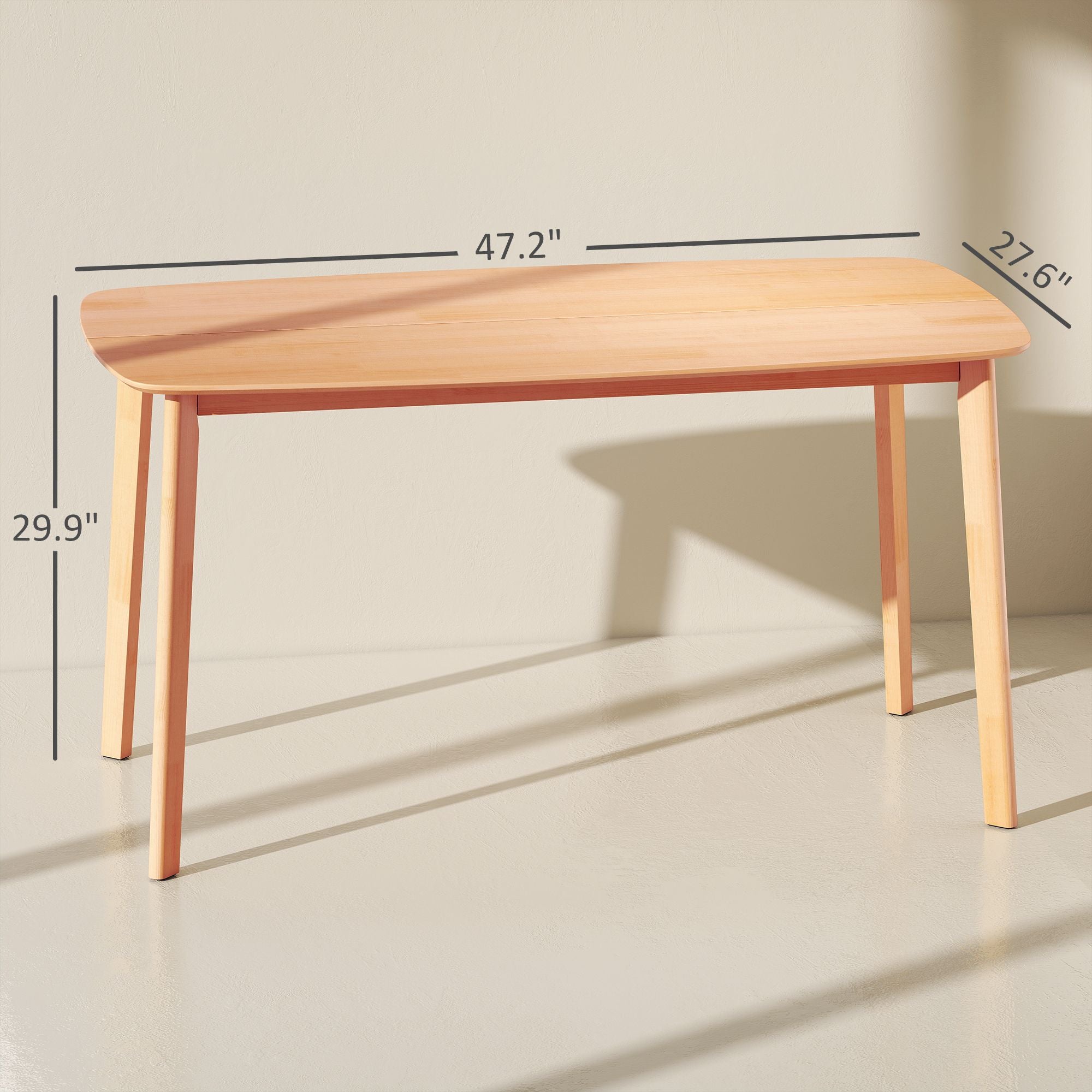 Rustic Pine Wood Dining Table for 6 - 47 Rectangular Kitchen Table
