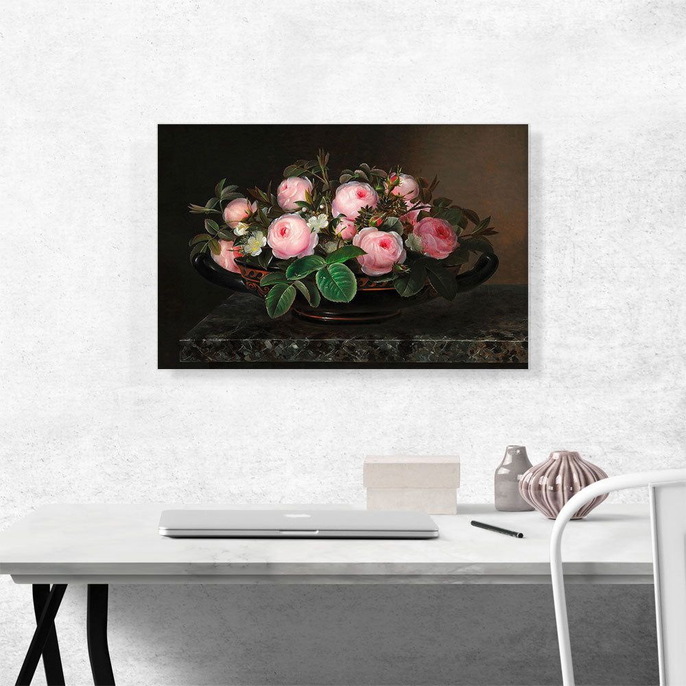 Pink Roses in a Greek Bowl 1844 Wall Art