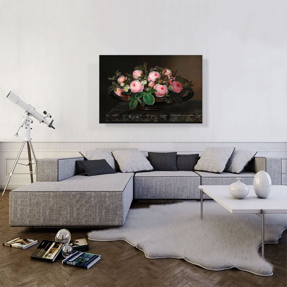 Pink Roses in a Greek Bowl 1844 Wall Art