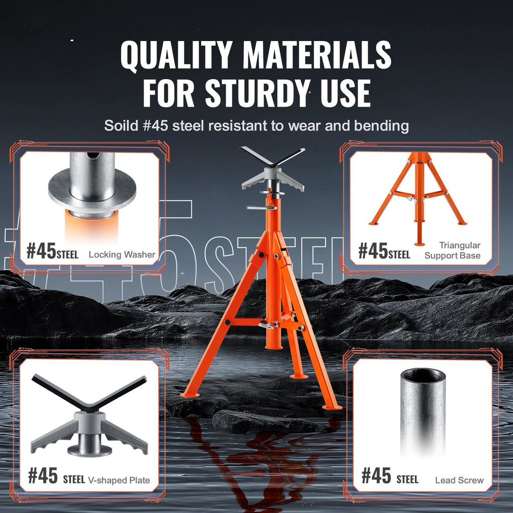 Adjustable V-Head Pipe Jack Stand