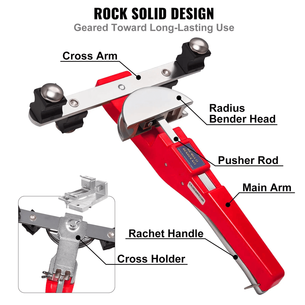 Pipe Tubes Bender 1/4"-7/8" O.D. Ratcheting Tubing Bender 90° Pipe Bending Tool